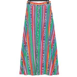 Vintage Skirt Boho Festival Cottagecore Western Cowgirl Maxi Stripe Colorful 12